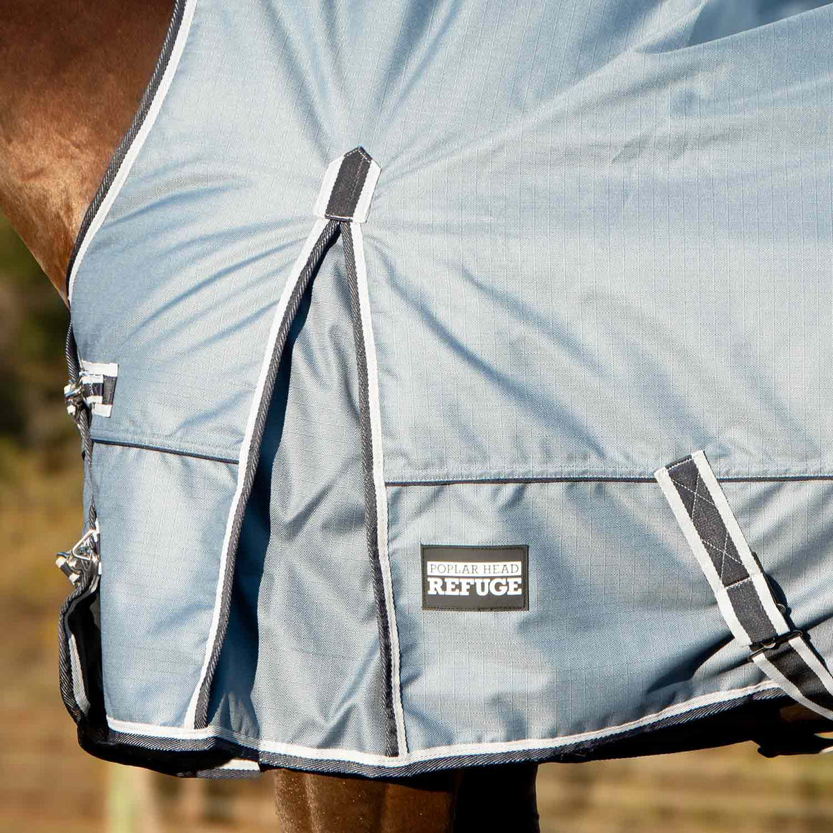 Jeffers Poplar Head "Refuge" 1200 Denier Turnout Blanket with High Neck, 240 Gram, Hamilton Blue