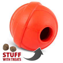 Jeffers Red Orbits Ball natural rubber treat dispensing dog chew toy with vanilla scent and open-hole design