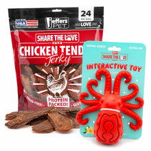 Jeffers Stuffable Dog Chew Toy with natural chicken breast jerky treats kit for interactive dog play