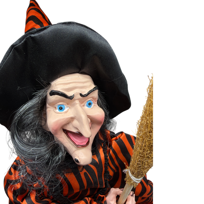 Black and Orange Fabric Sitting Halloween Witch