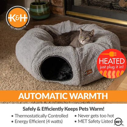 K&H Thermo-Kitty Heated Cat Tunnel – Indoor Heated Cat Bed and Play Tunnel with Machine Washable Pillow