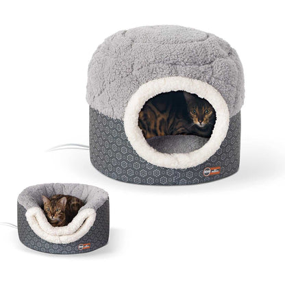 K&H Thermo-Pet Nest Heated Cat Bed – Soft Plush Indoor Cat Cave for Cats and Small Dogs, Machine Washable