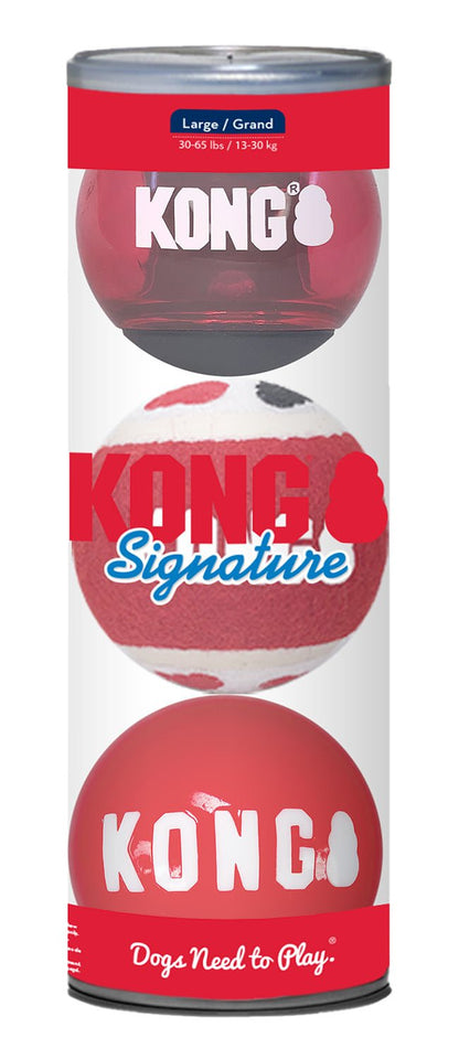 KONG Signature Fetch Dog Toy Balls, Multi-Pack