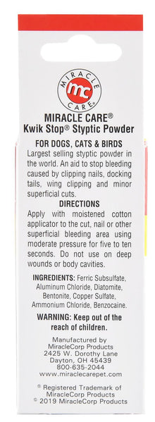 Kwik Stop Styptic Powder for Dogs, Cats, & Birds