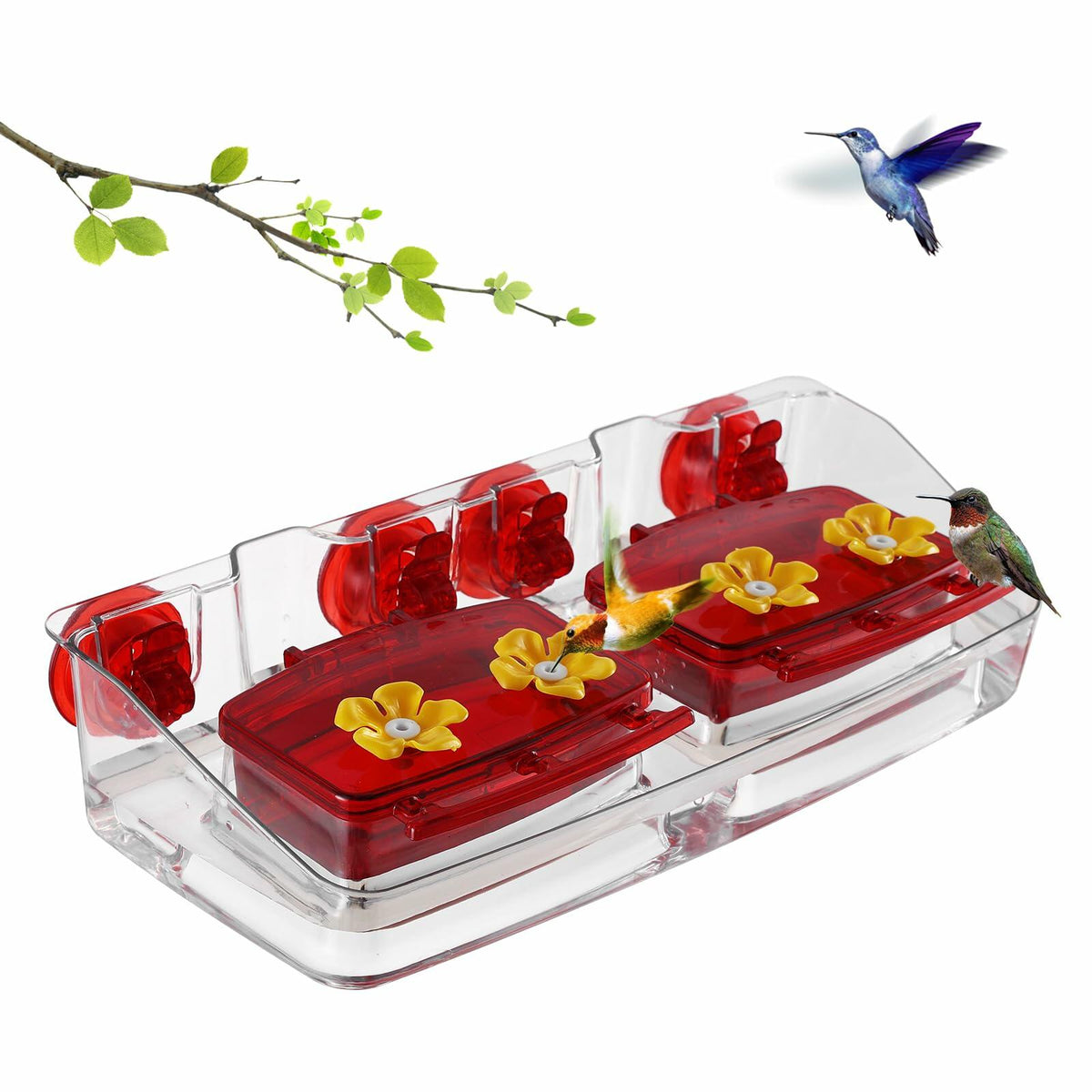 Jealoeur Hummingbird Feeder 16oz 4-Port Red Strong Suction 2 Boxes