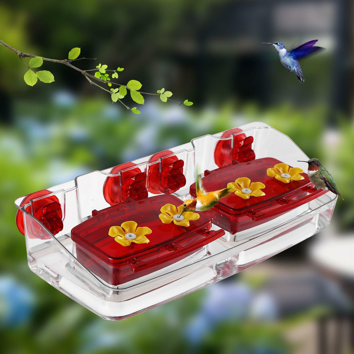 Jealoeur Hummingbird Feeder 16oz 4-Port Red Strong Suction 2 Boxes