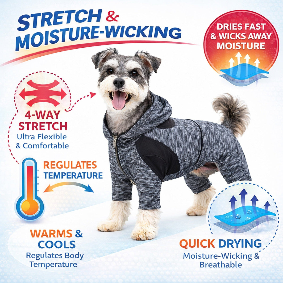 Pet Life ® Active 'Downward Dog' 4-Way-Stretch Fitness Yoga Dog Tracksuit Hoodie