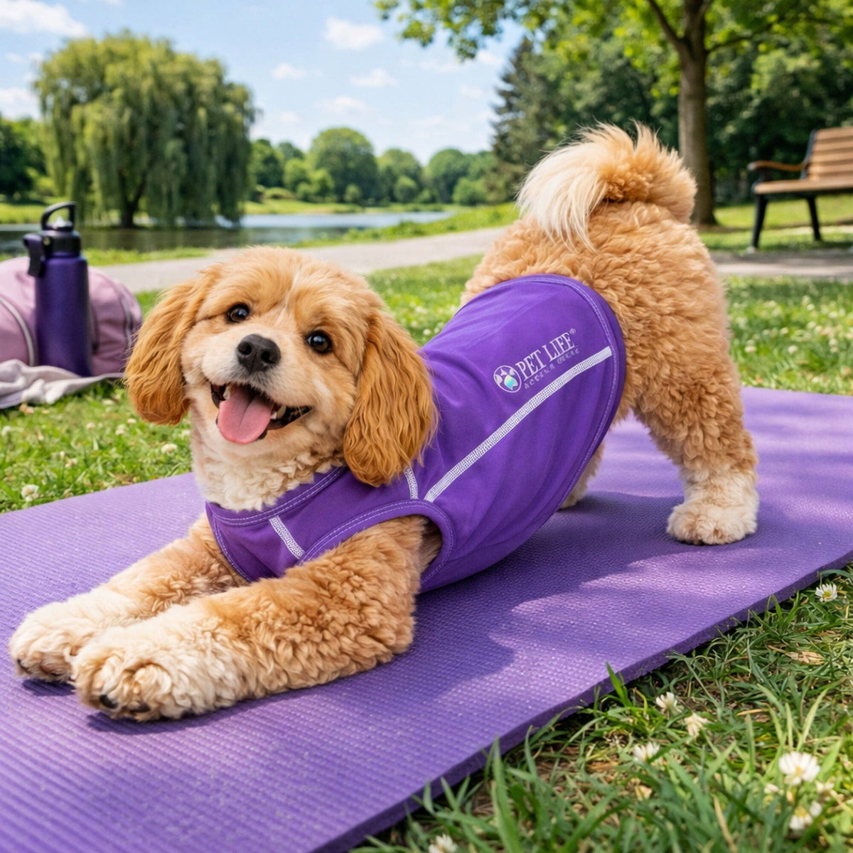 Pet Life ®  Active 'Racerbark' 4-Way-Stretch Yoga Fitness Dog T-Shirt Tank Top