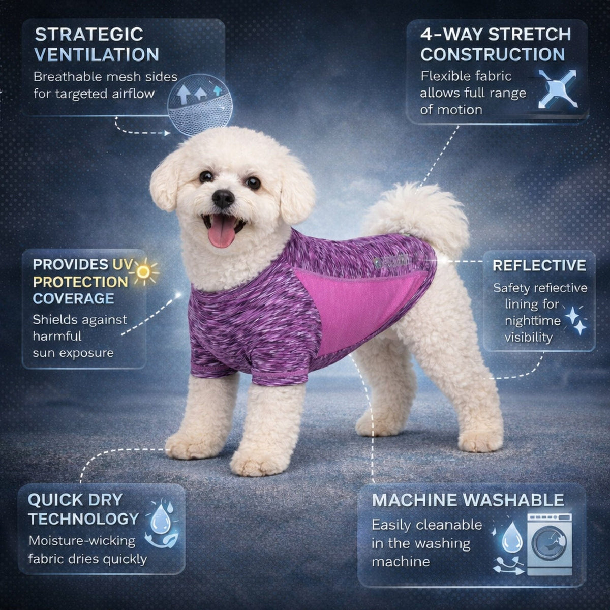 Pet Life ® Active 'Warf Speed' Heathered Ultra-Stretch Yoga Fitness Dog T-Shirt