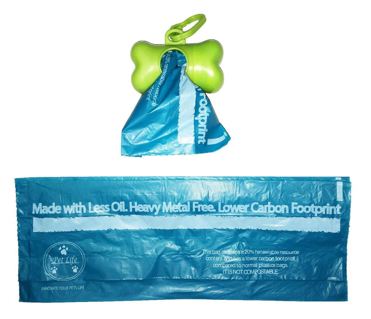 Pet Life ® 'Bio-Hybrid' 100% Recyclable Thermoplastic and Polyethylene Carbon Reduced Eco-Friendly Pet Cat Dog Waste Bags from Renewable Thermoplastic Starch - Dispenser and 2 Pack of Rolls