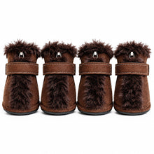 Pet Life ® Fur-Comfort 3M Insulated Fashion Fur and Suede Winter Dog Shoes Boots - Set of 4