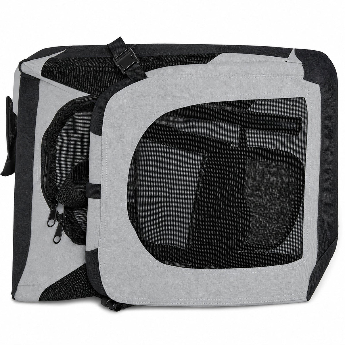 Pet Life ®  'Hounda Accordion' Metal Framed Soft-Folding Collapsible Dual-Sided Expandable Pet Dog Crate