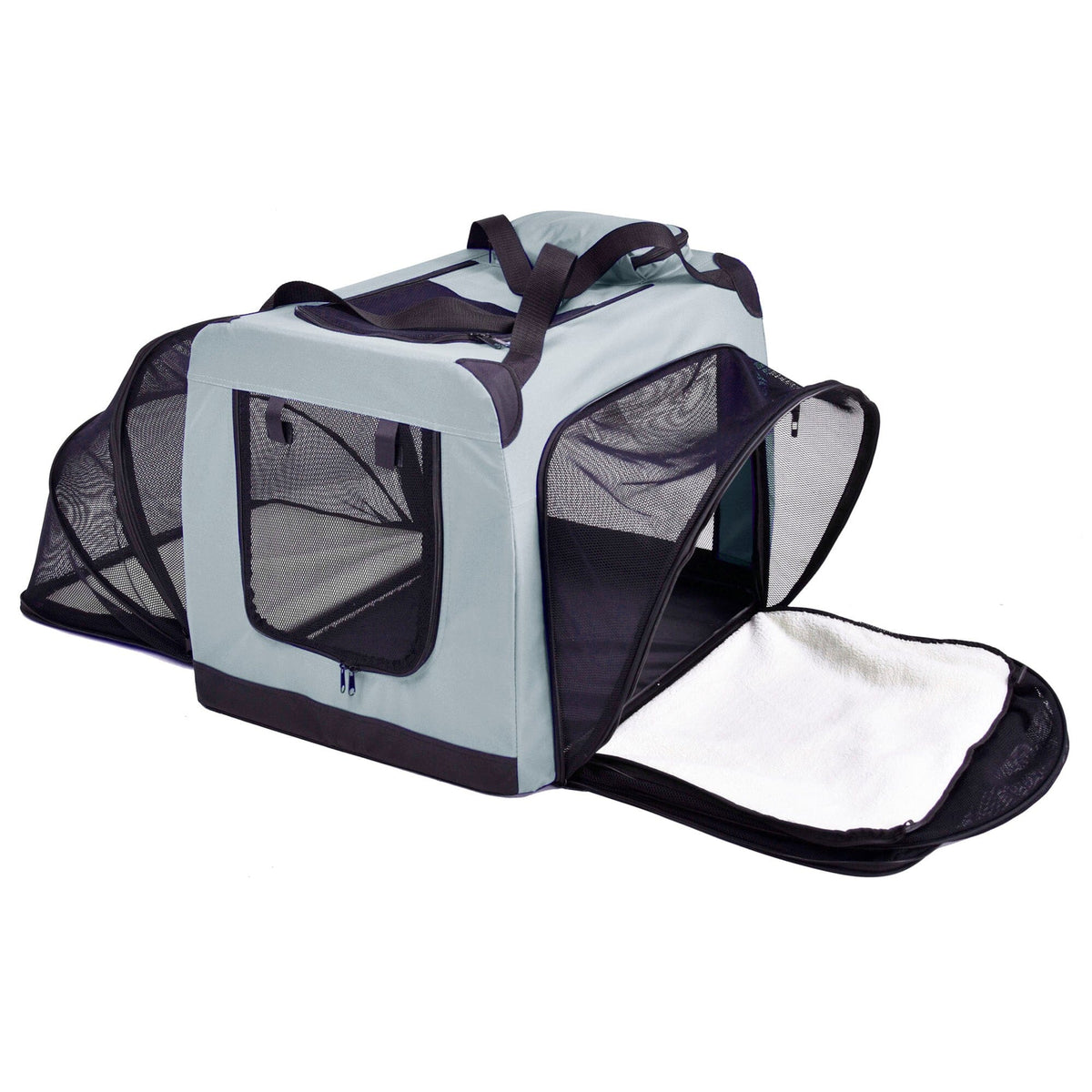 Pet Life ®  'Hounda Accordion' Metal Framed Soft-Folding Collapsible Dual-Sided Expandable Pet Dog Crate