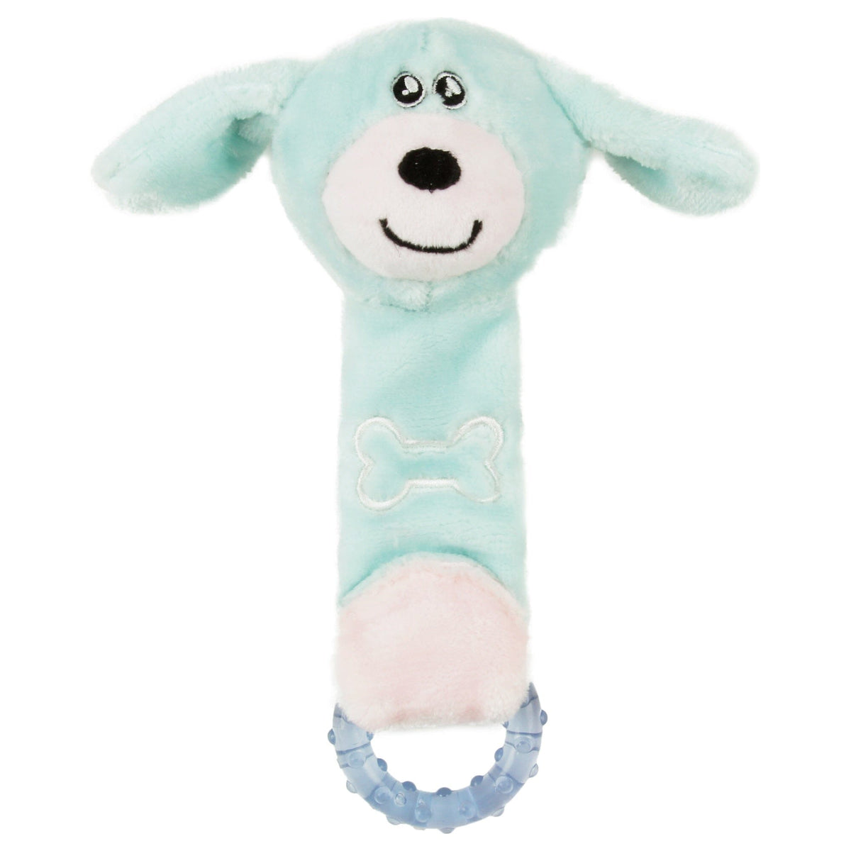Pet Life ® Moo-Born' Plush and Rubber Squeaking Newborn Teething Cat and Dog Toy