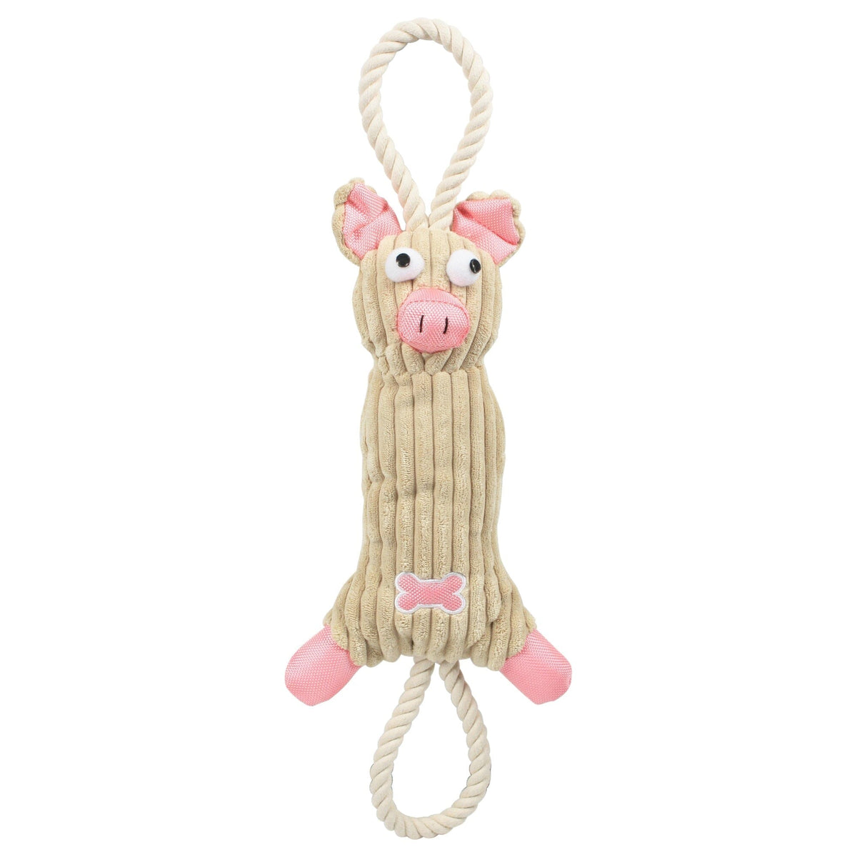 Pet Life ® 'Plush Cow' Natural Jute Rope and Squeak Tugging Plush Dog Toy