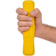 Durable yellow Power Stick dog toy made from indestructible natural rubber for aggressive chewers