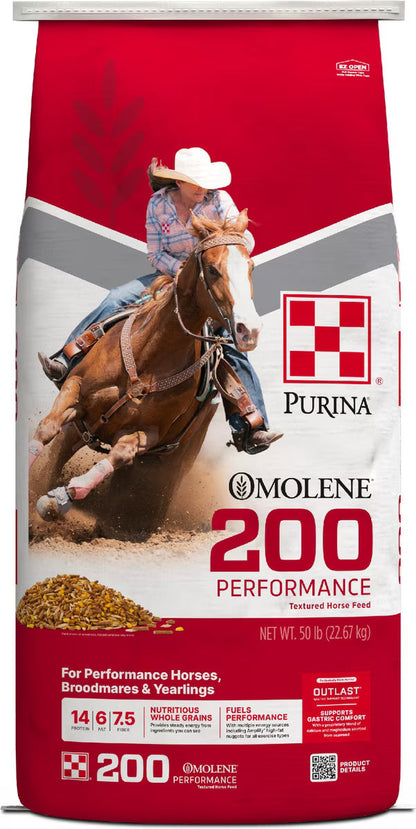 Purina Omolene 200 Performance Horse Feed, 50-lb