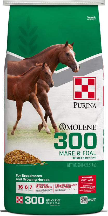 Purina Omolene 300 Mare & Foal Horse Feed, 50-lb