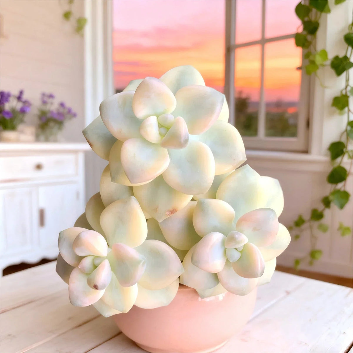 Rare Variegated Graptoveria paraguayense bernalense Succulent - Bare Root Indoor Plant, Easy-Care, Marbled Leaves