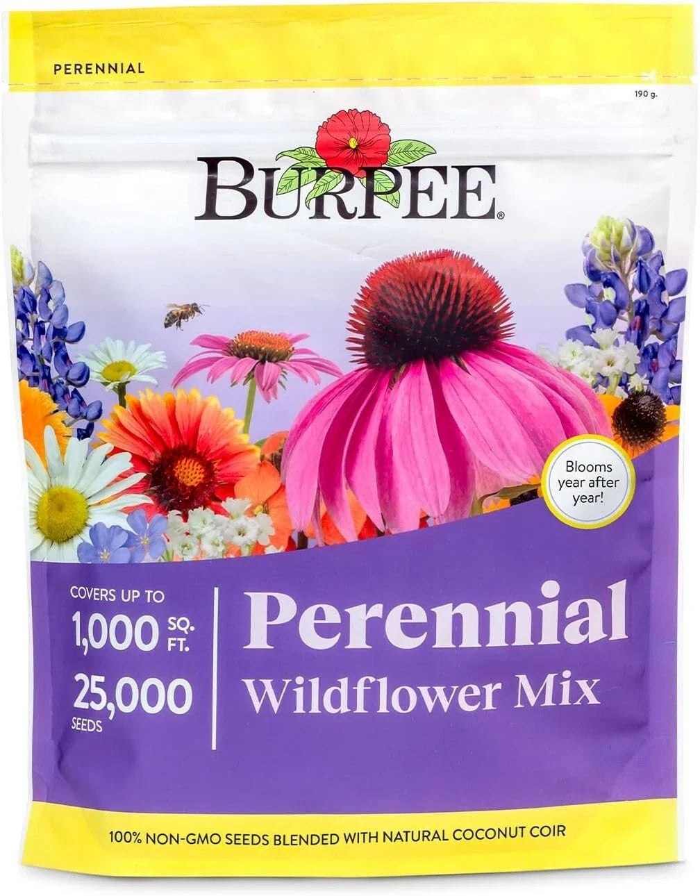 Bulk Wildflower Seeds - 25,000 Count Non-GMO Pollinator Flower Seeds for Gardens & Meadows