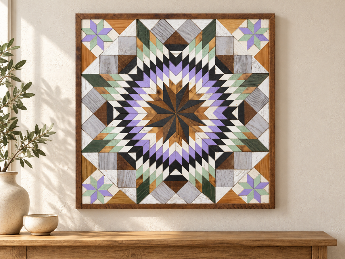 Amish Handmade Barn Quilt Wall Art – Reclaimed Barn Wood – 30.5” x 30.5”