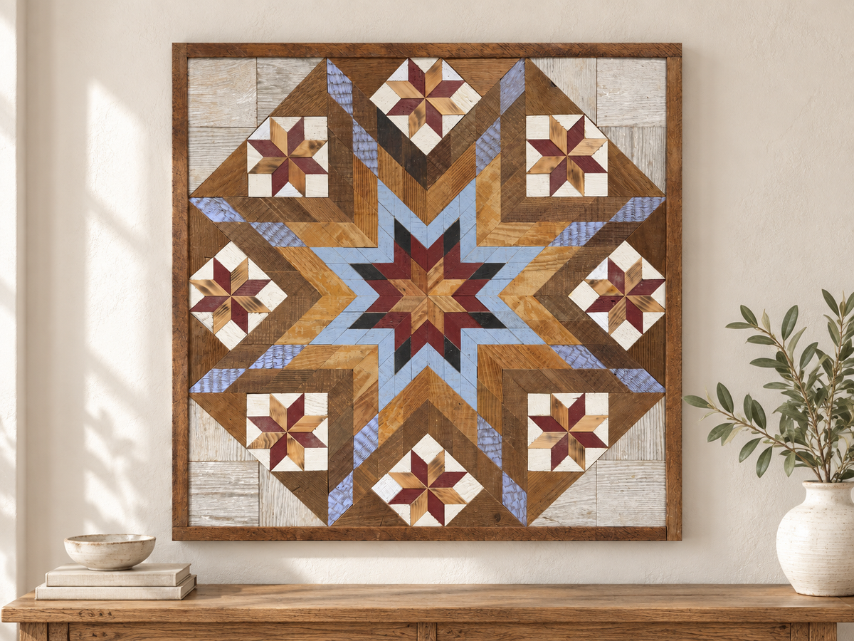 Amish Handmade Barn Quilt Wall Art – Reclaimed Barn Wood – 30.5” x 30.5”