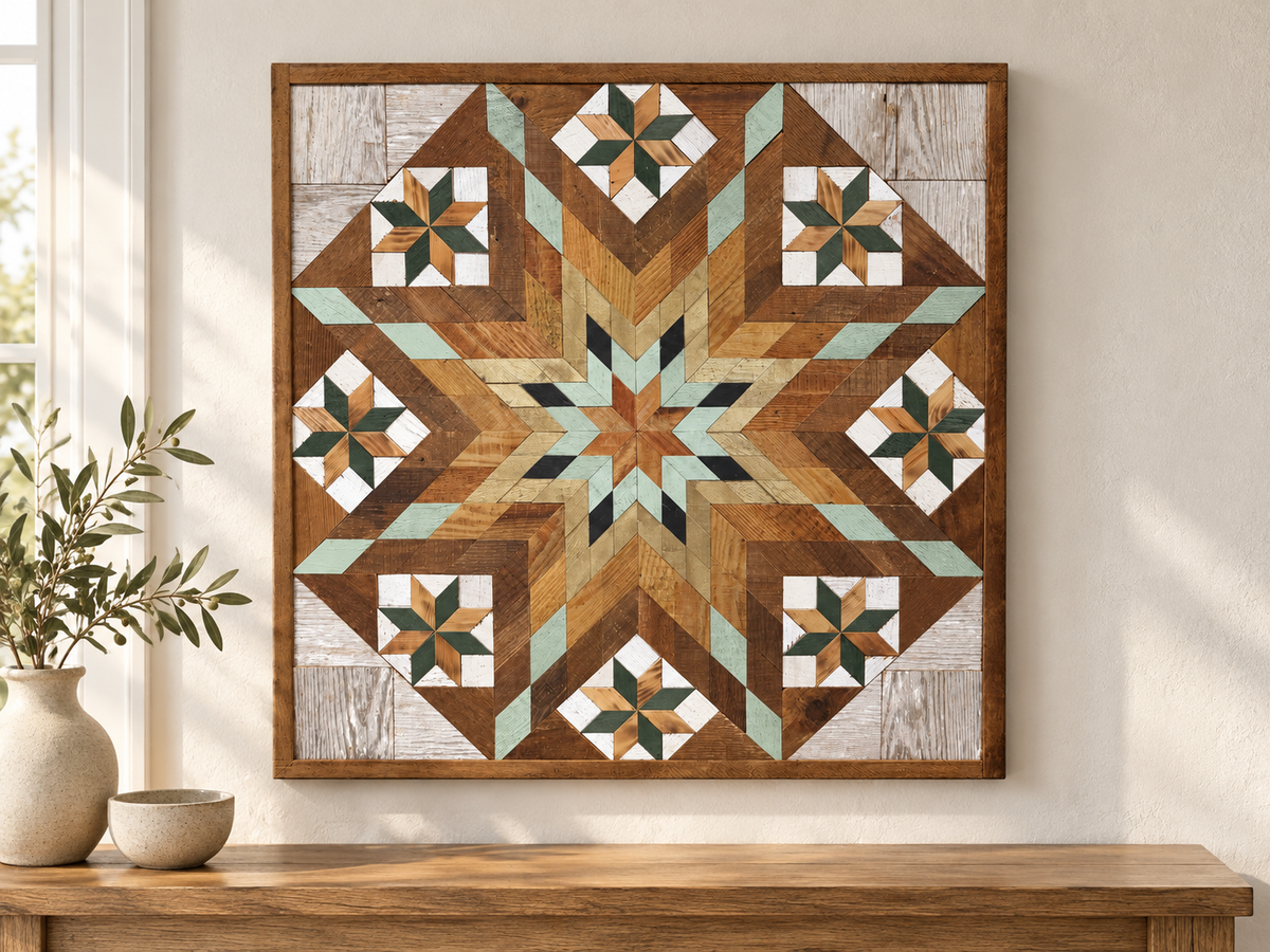 Amish Handmade Barn Quilt Wall Art – Reclaimed Barn Wood – 30.5” x 30.5”