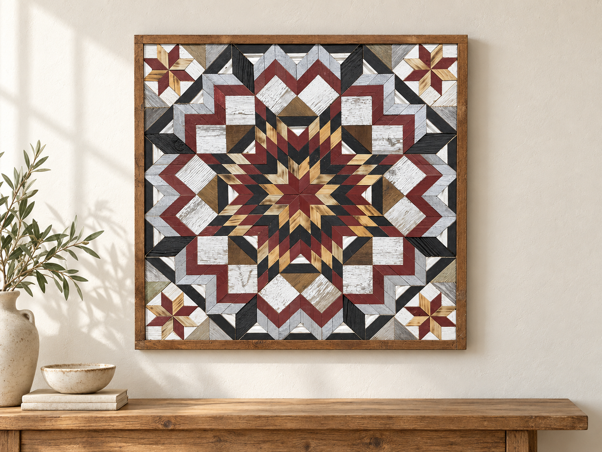 Amish Handmade Barn Quilt Wall Art – Reclaimed Barn Wood – 30.5” x 30.5”