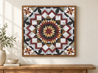 Amish Handmade Barn Quilt Wall Art – Reclaimed Barn Wood – 30.5” x 30.5”