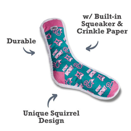 Squeaky Sock Plush Dog Toy – Whimsy Wonders Squirrel Design