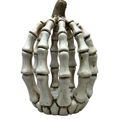 Lighted Resin Halloween Skeleton Pumpkin - Tall