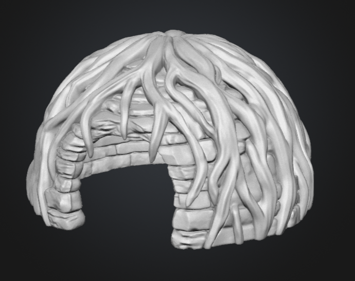 Root Covered Stone Hut - STL - Digital product