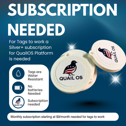 QuailOS Tap and Track Kit — Starter (6 Tags, 2 Mounts, 2 Hatch Eggs)