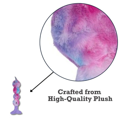 Tie Dye Skinny Narwhal Magical Creature Plush Dog Toy – with Squeaker & Crinkle Paper for Fun Play
