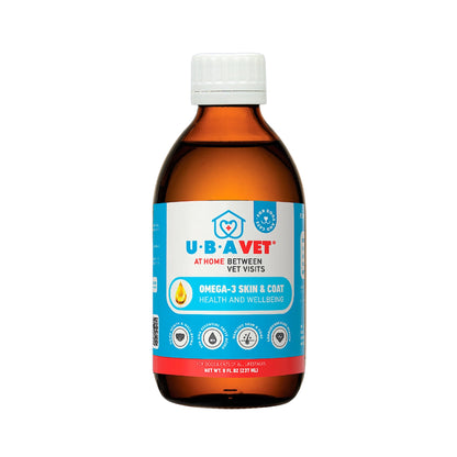 UBAVET Omega-3 Skin & Coat Health and Wellbeing Liquid for Dogs & Cats – 8 fl oz / 237 ml