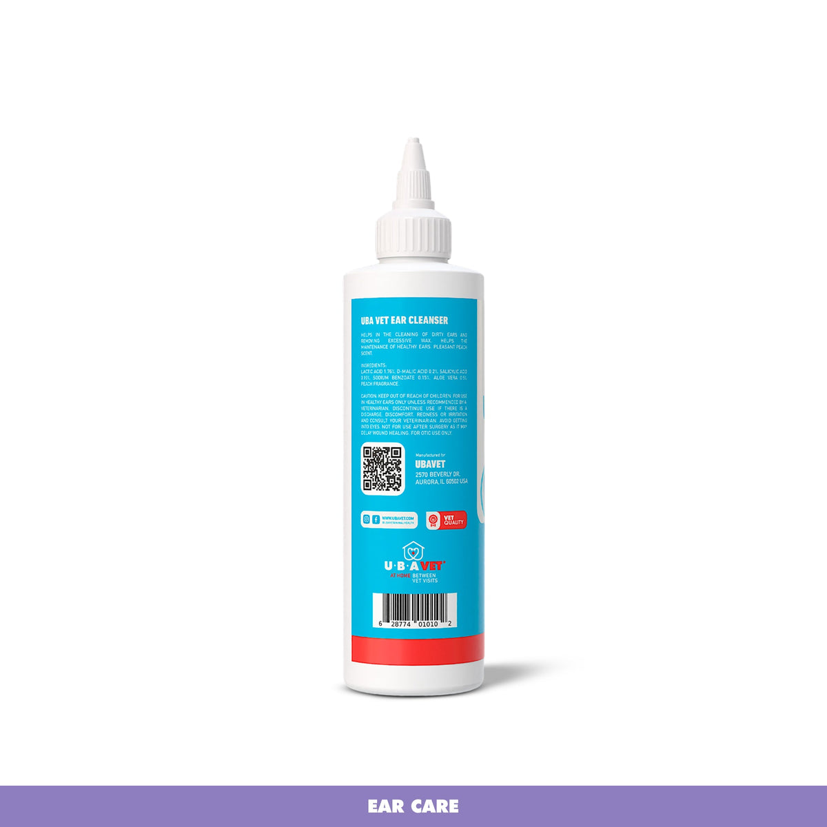 UBAVET Vet Ear Cleansing Solution for Dogs & Cats – (4 fl oz / 120ml)