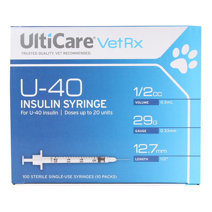 UltiCare U-40 Insulin Syringes, 29ga x ½", Box of 100 ct