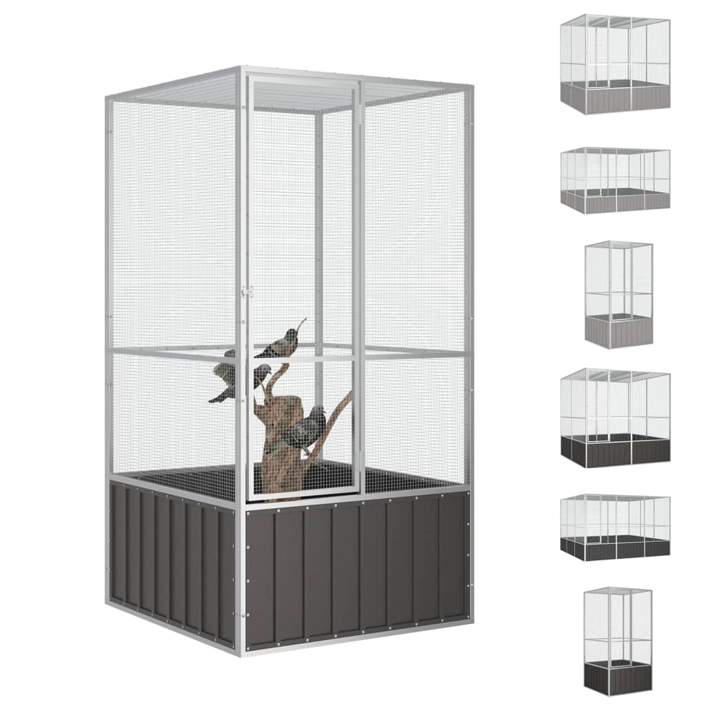 vidaXL Bird Cage Outdoor Bird Aviary Budgie Cage for Yard Galvanized Steel