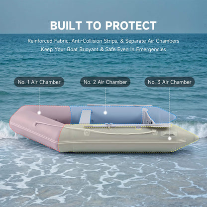 10FT 4-Person Heavy-Duty Inflatable Dinghy Transom Sport Tender Boat (SAK98153)