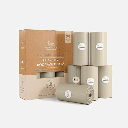 Biodegradable and compostable dog waste bags made from plant-based materials with strong, leak-proof design and eco-friendly packaging