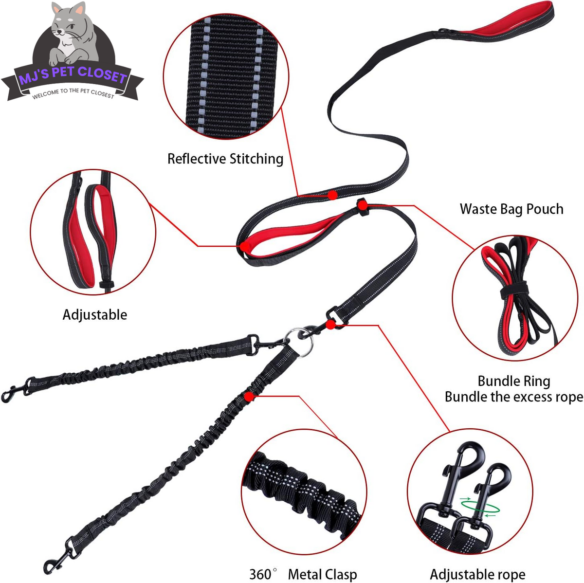 Walk Your Dogs in Style! 🐾✨ Check Out Our 360° Swivel Double Dog Leash - No Tangles, Maximum Comfort! Perfect for Two Pups Up to 200lbs! 🐶❤️