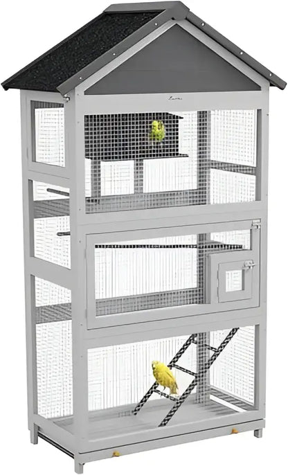 Gray Wooden Bird Aviary