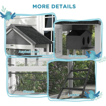 Gray Wooden Bird Aviary