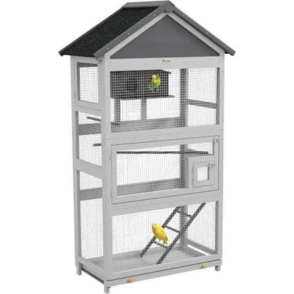 Gray Wooden Bird Aviary