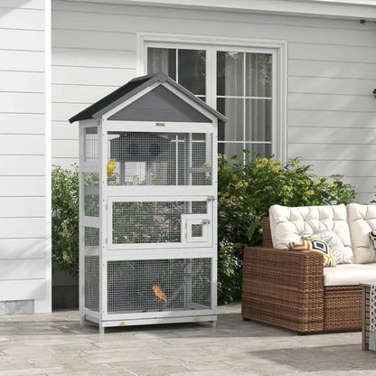 Gray Wooden Bird Aviary